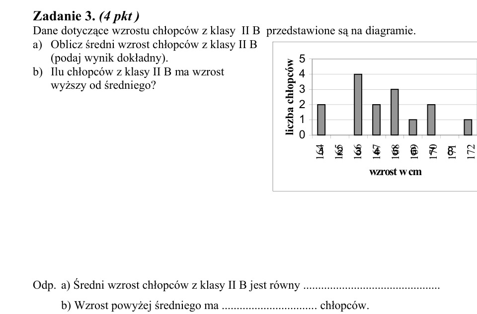 Zadanie 3: Średni wzrost chłopców - matura matematyka 2003