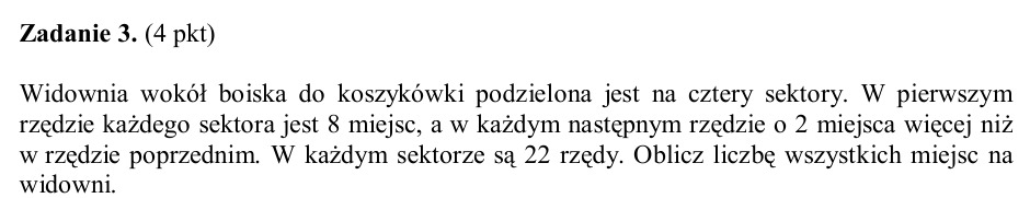 Zadanie 3: Liczba miejsc na widowni - matura matematyka 2004