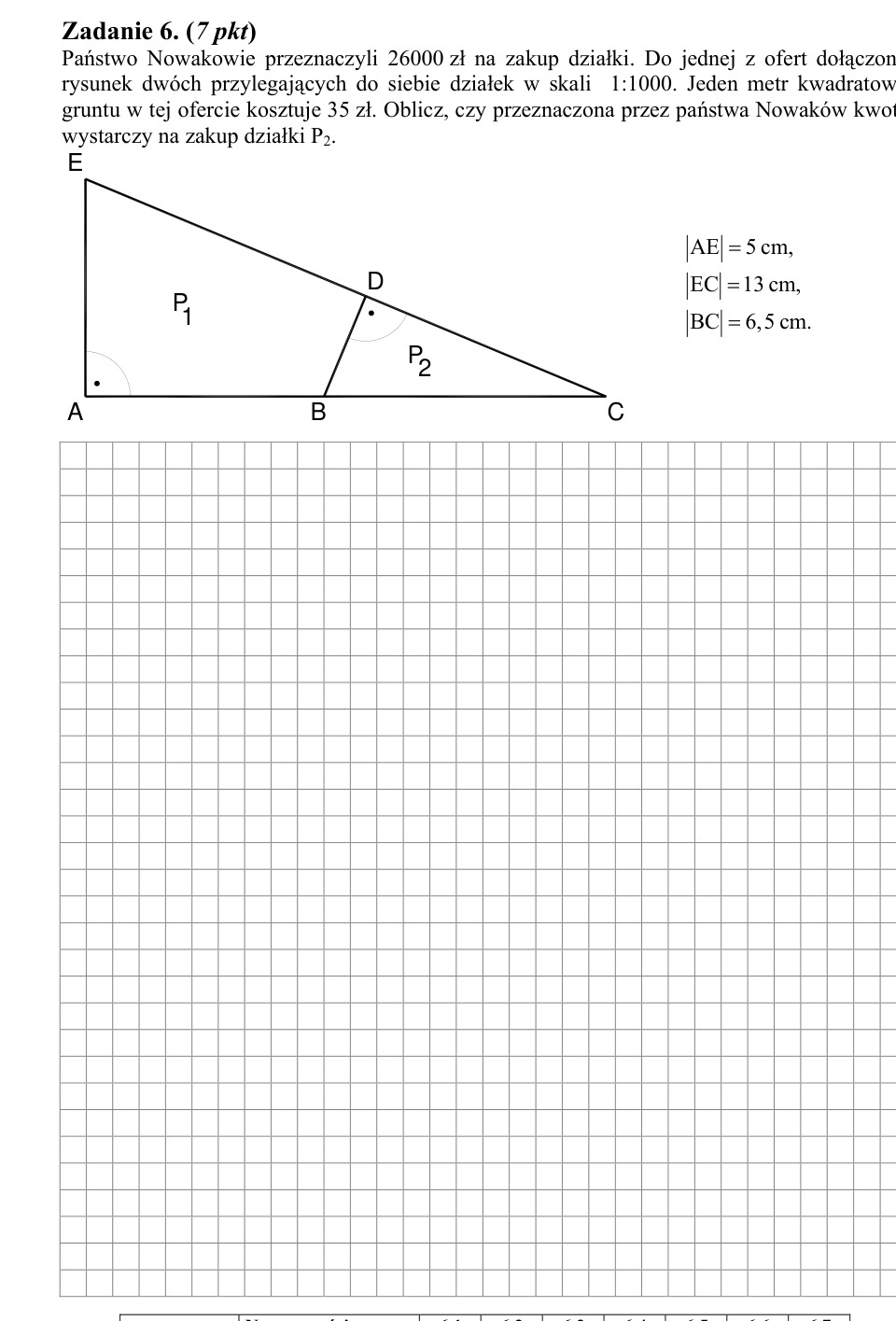 Zadanie 6: Zakup działki w skali - matura matematyka 2006
