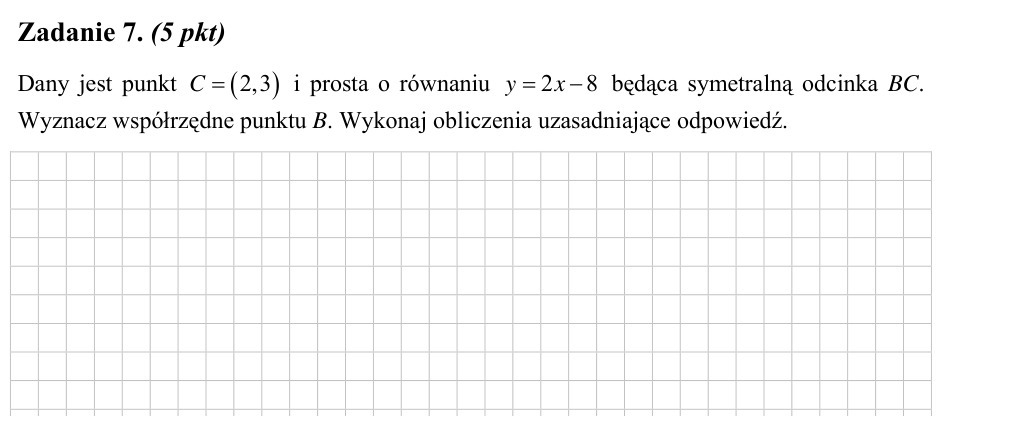 Zadanie 7: Punkt na symetralnej odcinka - matura matematyka 2007
