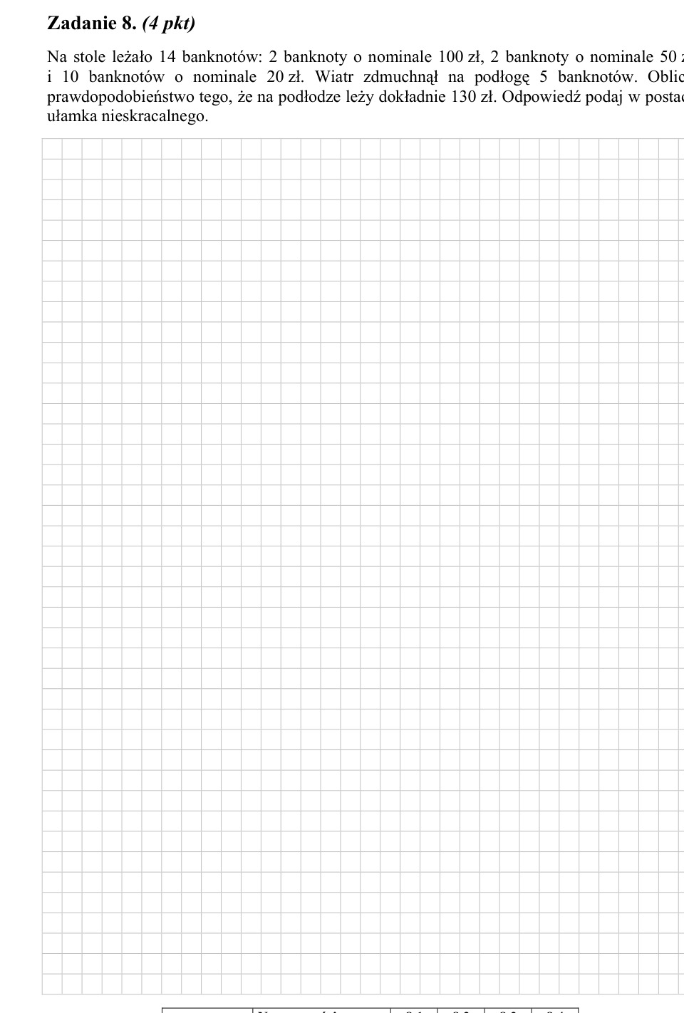 Zadanie 8: Prawdopodobieństwo kwoty banknotów - matura matematyka 2007