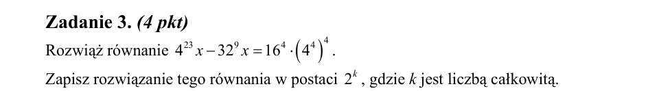 Zadanie 3: Równanie potęgowe czwórki - matura matematyka 2008