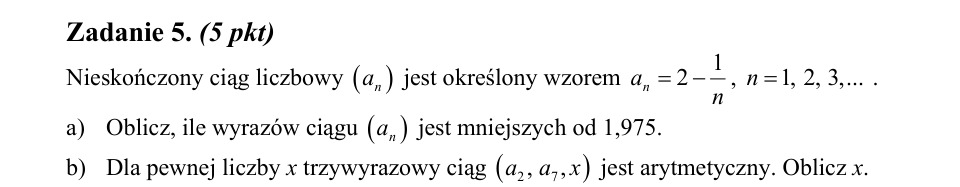 Zadanie 5: Ciąg i warunek arytmetyczny - matura matematyka 2008