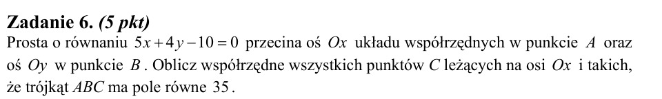 Zadanie 6: Punkty o polu trójkąta - matura matematyka 2008