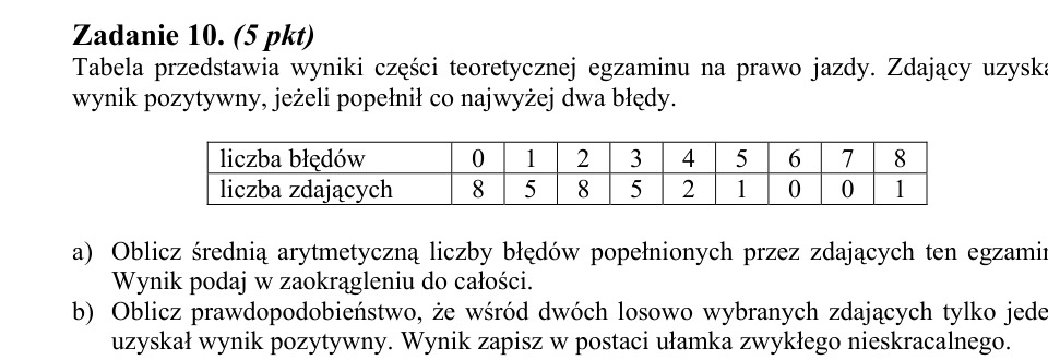 Zadanie 10: Błędy na egzaminie - matura matematyka 2009