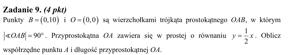 Zadanie 9: Współrzędne punktu A - matura matematyka 2009
