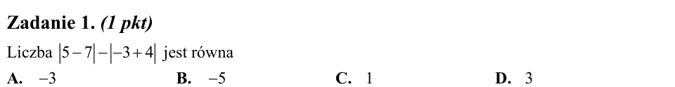 Zadanie 1: Wartość wyrażenia z modułami - matura matematyka 2010