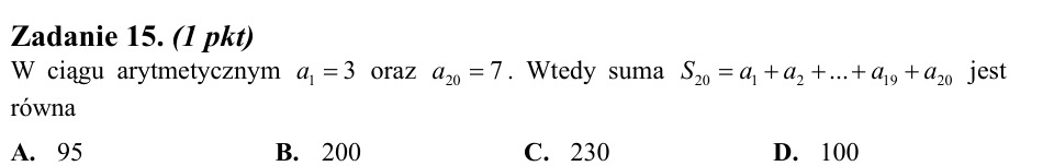 Zadanie 15: Suma ciągu arytmetycznego - matura matematyka 2010