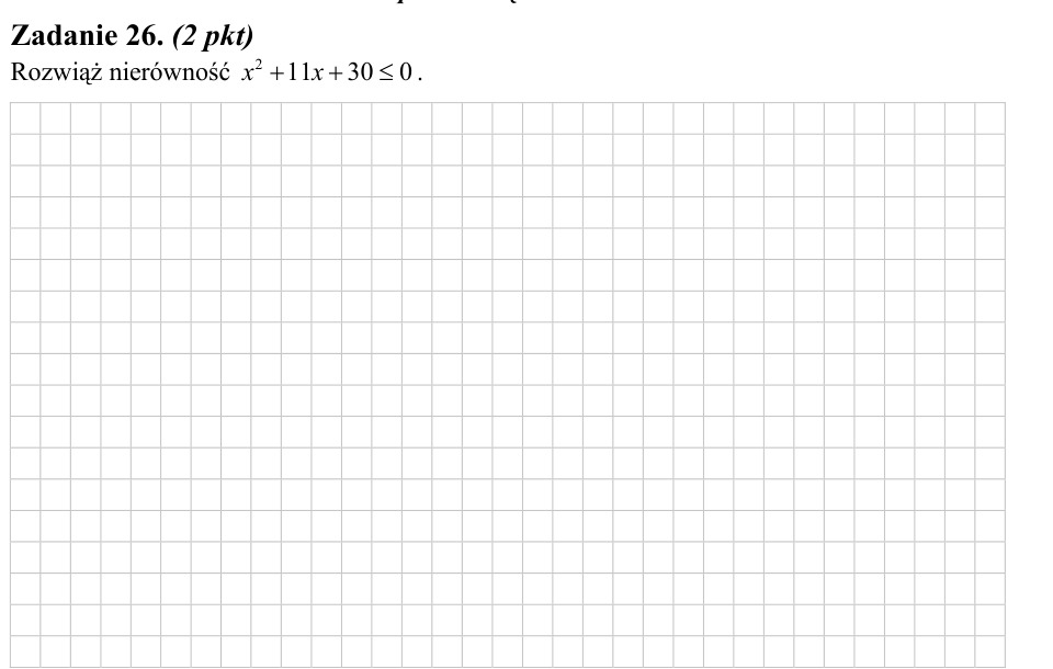 Zadanie 26: Rozwiązanie nierówności kwadratowej - matura matematyka 2010