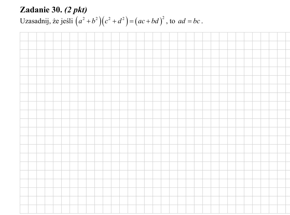 Zadanie 30: Warunek równości iloczynów - matura matematyka 2010