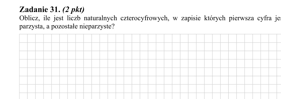 Zadanie 31: Liczby czterocyfrowe z cyframi - matura matematyka 2010