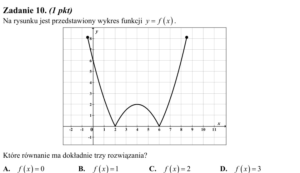 Zadanie 10: Równanie o trzech rozwiązaniach - matura matematyka 2010