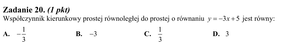 Zadanie 20: Współczynnik prostej równoległej - matura matematyka 2010