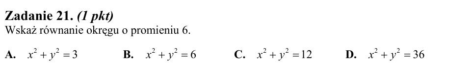 Zadanie 21: Równanie okręgu o promieniu - matura matematyka 2010