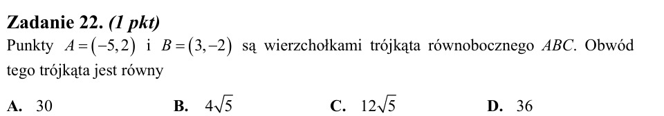 Zadanie 22: Obwód trójkąta równobocznego - matura matematyka 2010
