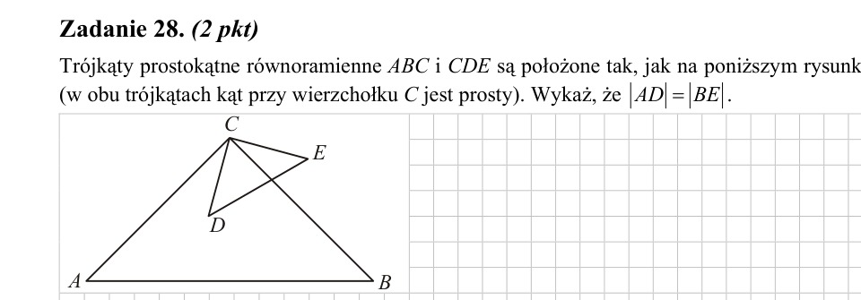 Zadanie 28: Równość odcinków AD i BE - matura matematyka 2010