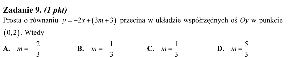 Zadanie 9: Przecięcie prostej z osią - matura matematyka 2010