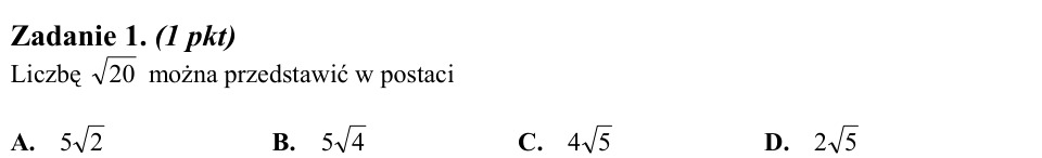 Zadanie 1: Postać liczby 20 - matura matematyka 2011