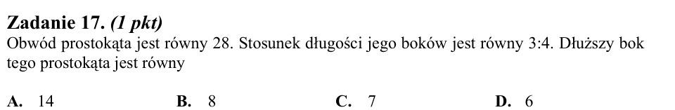 Zadanie 17: Dłuższy bok prostokąta - matura matematyka 2011