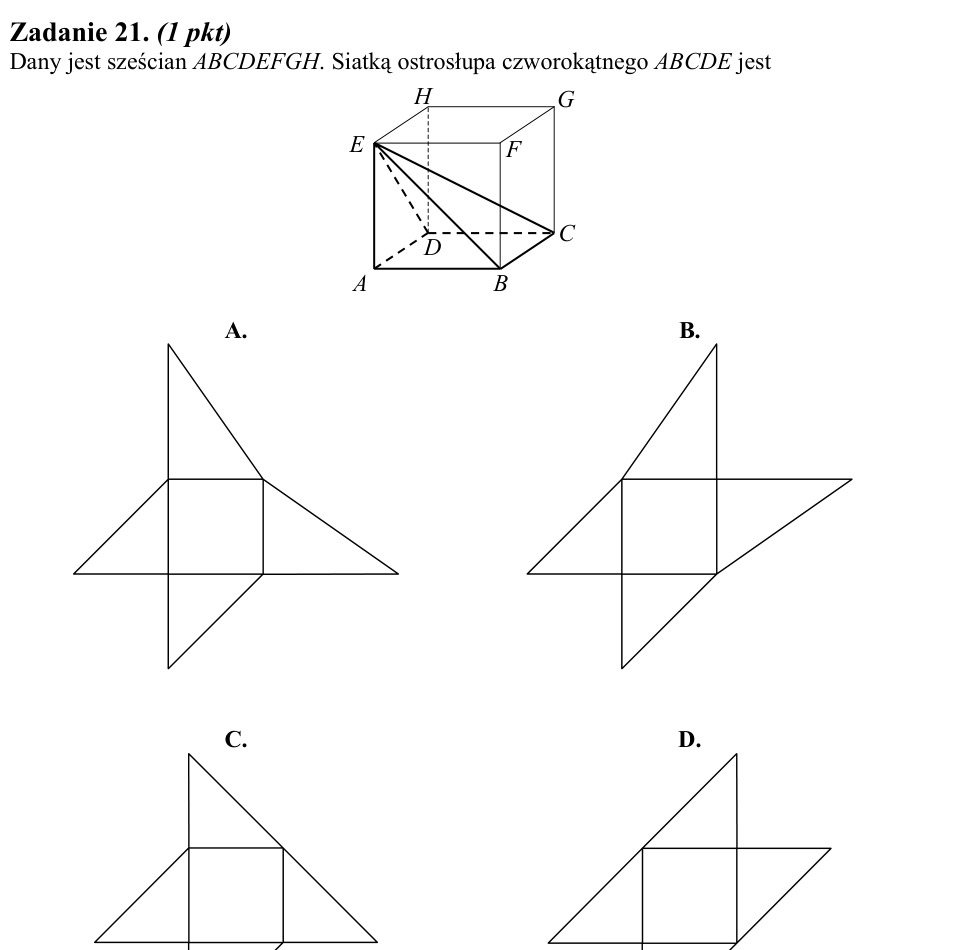 Zadanie 21: Siatka ostrosłupa czworokątnego - matura matematyka 2011
