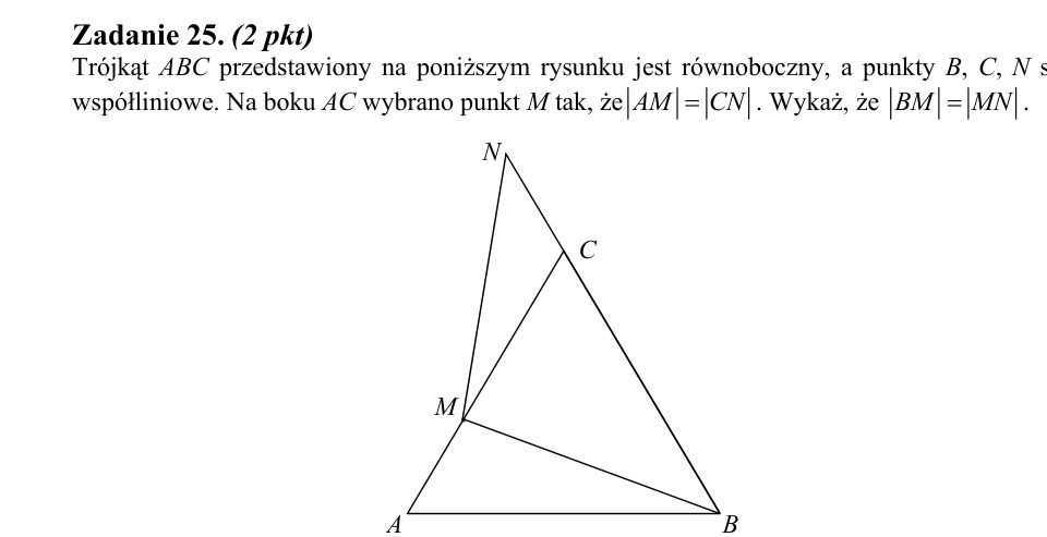 Zadanie 25: Odcinki w trójkącie równobocznym - matura matematyka 2011