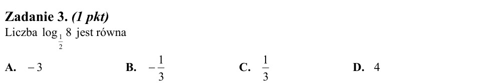 Zadanie 3: Logarytm o podstawie ułamkowej - matura matematyka 2011