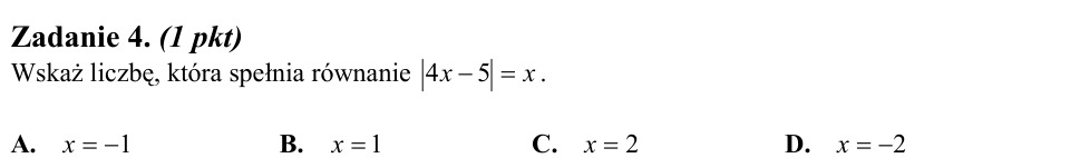 Zadanie 4: Liczba spełniająca równanie - matura matematyka 2011