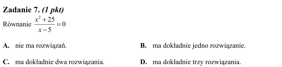 Zadanie 7: Liczba rozwiązań równania - matura matematyka 2011