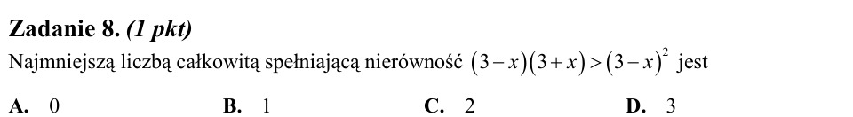 Zadanie 8: Najmniejsza liczba całkowita - matura matematyka 2011
