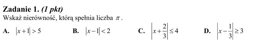 Zadanie 1: Nierówność dla liczby π - matura matematyka 2011