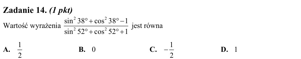 Zadanie 14: Wartość wyrażenia trygonometrycznego - matura matematyka 2011