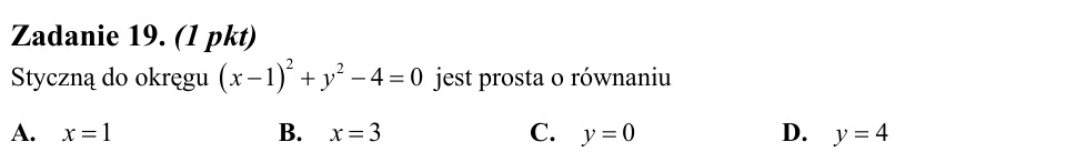 Zadanie 19: Styczna do okręgu - matura matematyka 2011