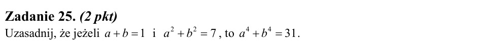 Zadanie 25: Suma czwartych potęg - matura matematyka 2011