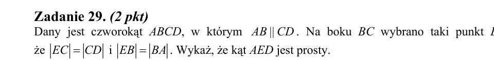 Zadanie 29: Kąt prosty w czworokącie - matura matematyka 2011