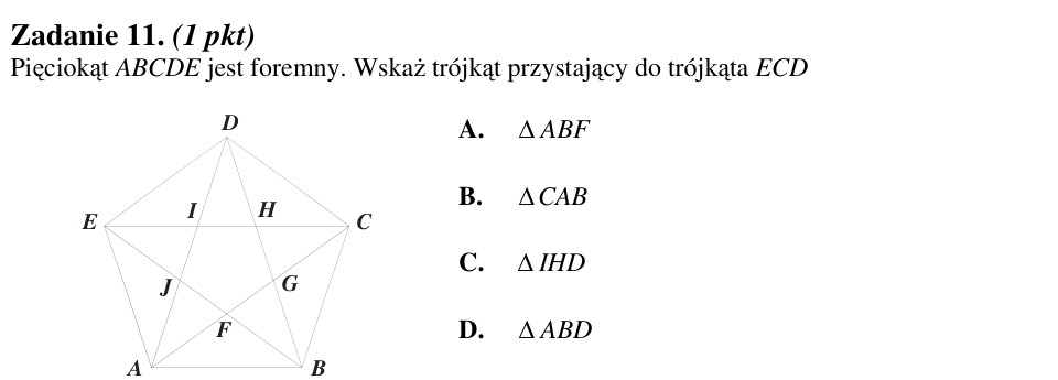 Zadanie 11: Trójkąt przystający do danego - matura matematyka 2012
