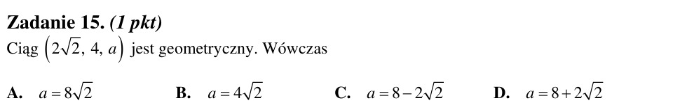 Zadanie 15: Wyraz ciągu geometrycznego - matura matematyka 2012