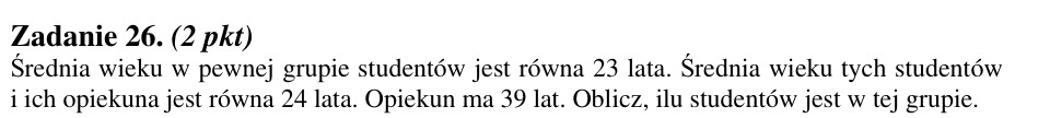 Zadanie 26: Liczba studentów w grupie - matura matematyka 2012