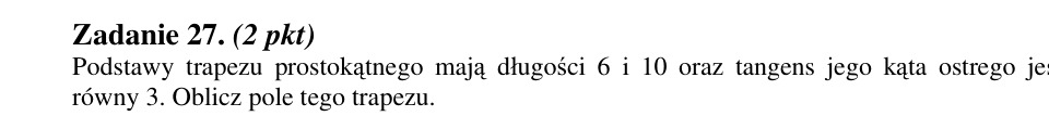 Zadanie 27: Pole trapezu prostokątnego - matura matematyka 2012