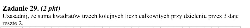 Zadanie 29: Reszta z sumy kwadratów - matura matematyka 2012