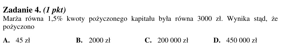 Zadanie 4: Kapitał przy marży procentowej - matura matematyka 2012