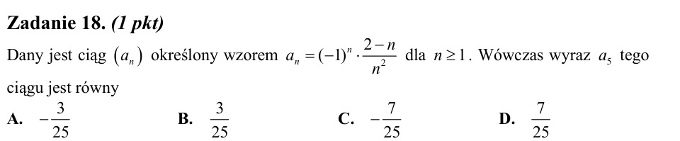Zadanie 18: Piąty wyraz ciągu - matura matematyka 2012