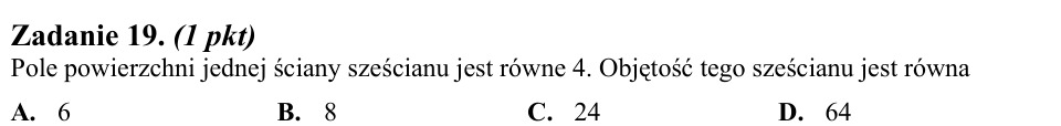Zadanie 19: Objętość sześcianu - matura matematyka 2012