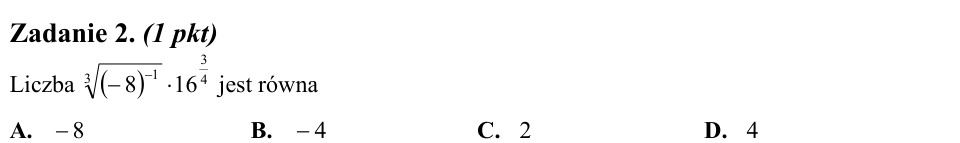 Zadanie 2: Wartość liczby z potęgami - matura matematyka 2012