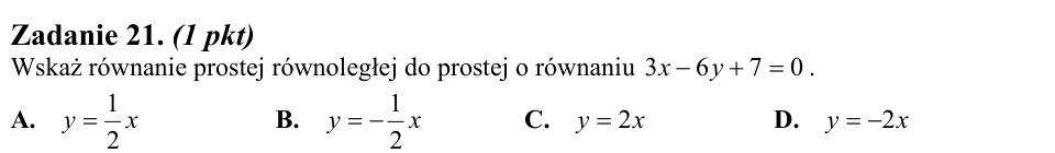Zadanie 21: Prosta równoległa do danej - matura matematyka 2012