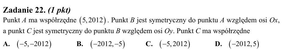Zadanie 22: Punkt po dwóch symetriach - matura matematyka 2012