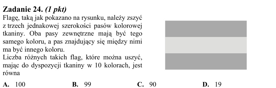 Zadanie 24: Liczba różnych flag - matura matematyka 2012