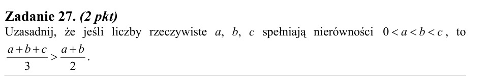 Zadanie 27: Nierówność dla trzech liczb - matura matematyka 2012