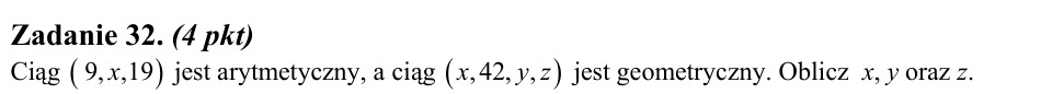 Zadanie 32: Ciąg arytmetyczny i geometryczny - matura matematyka 2012