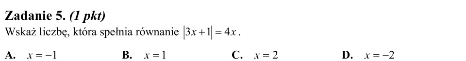 Zadanie 5: Liczba spełniająca równanie - matura matematyka 2012