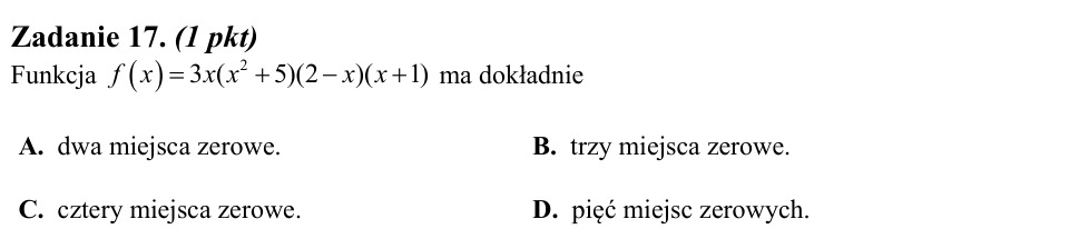 Zadanie 17: Liczba miejsc zerowych - matura matematyka 2013